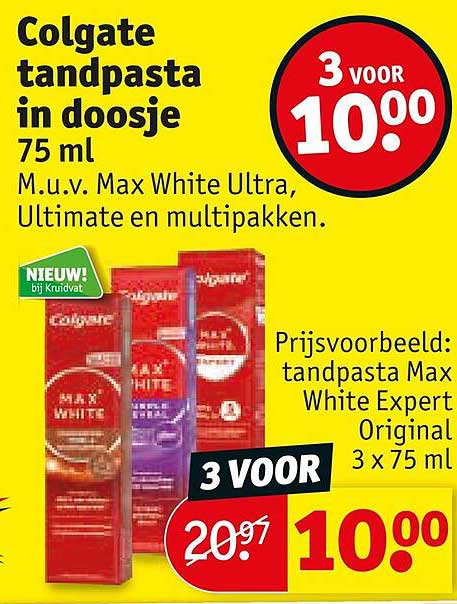 Colgate tandpasta in doosje 75 ml 3 voor 10.00