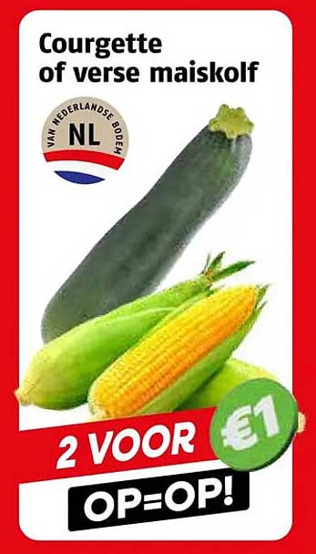 Courgette of verse maiskolf 2 VOOR €1 OP=OP!