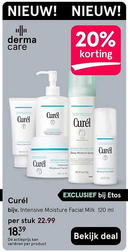 Curél bijv. Intensive Moisture Facial Milk 120 ml 20% korting