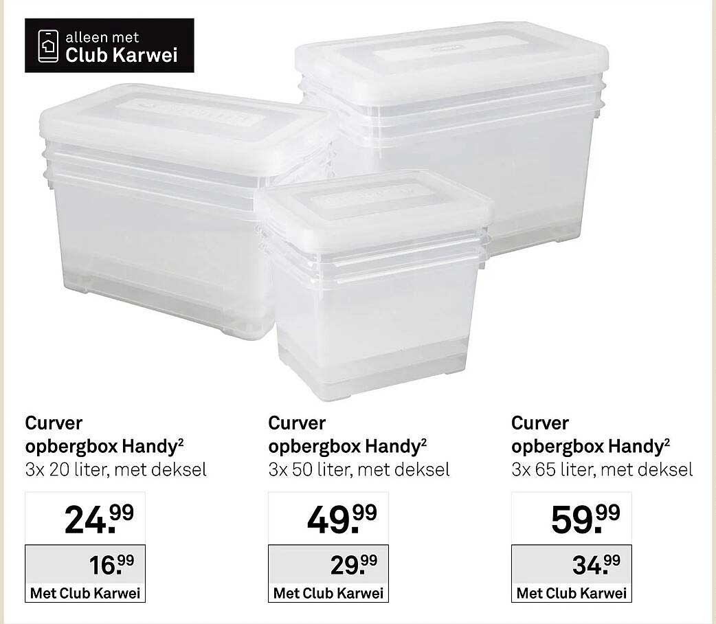 Curver opbergbox Handy² 3x 20 liter, met deksel