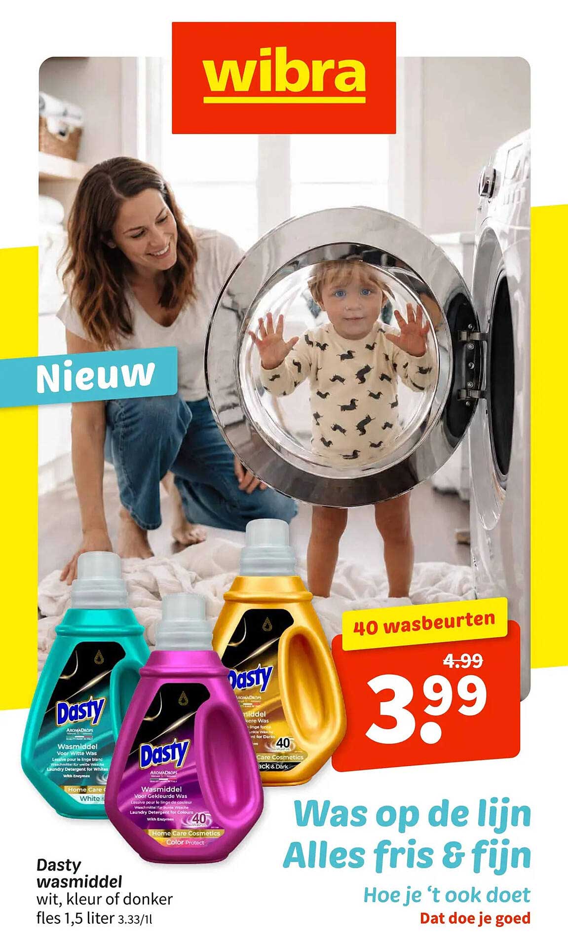 Dasty wasmiddel wit, kleur of donker fles 1,5 liter 40 wasbeurten