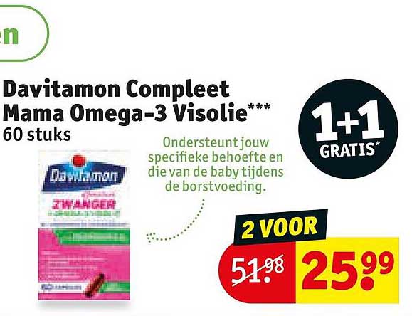 Davitamon Compleet Mama Omega-3 Visolie*** 60 stuks 1+1 GRATIS*