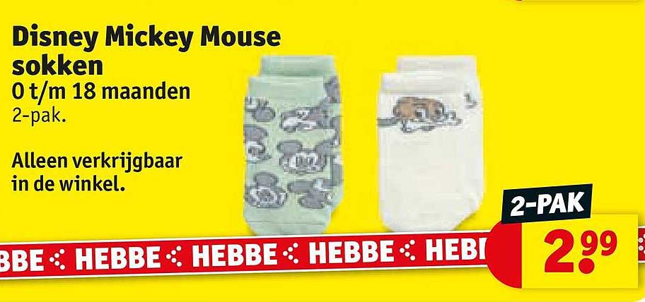 Disney Mickey Mouse sokken 0 t/m 18 maanden 2-pak 2-PAK