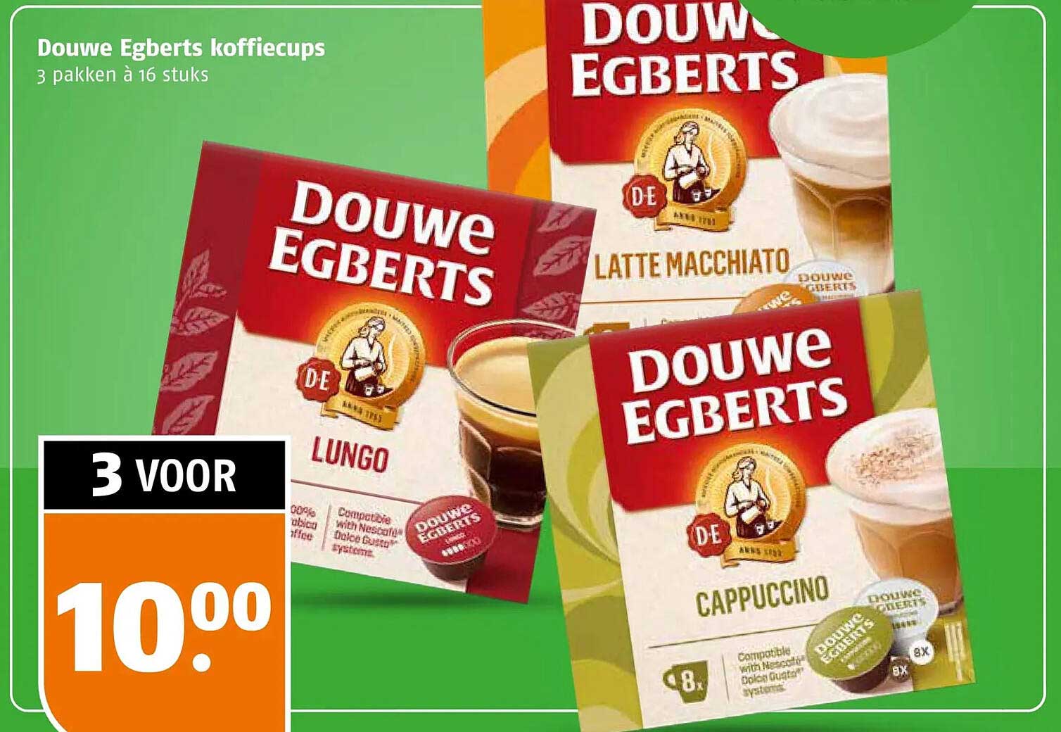 Douwe Egberts koffiecups 3 pakken à 16 stuks