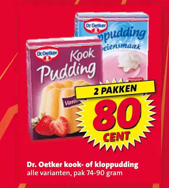 Dr. Oetker kook- of kloppudding alle varianten, pak 74-90 gram 2 pakken