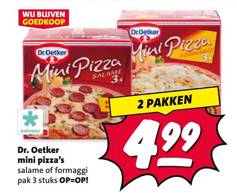 Dr. Oetker mini pizza’s salame of formaggi pak 3 stuks OP=OP! 2 pakken