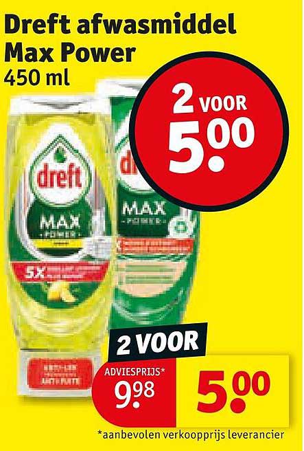 Dreft afwasmiddel Max Power 450 ml 2 voor 5.00