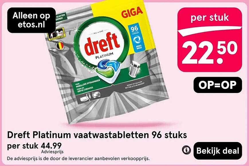 Dreft Platinum vaatwastabletten 96 stuks