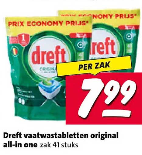 Dreft vaatwastabletten original all-in one zak 41 stuks