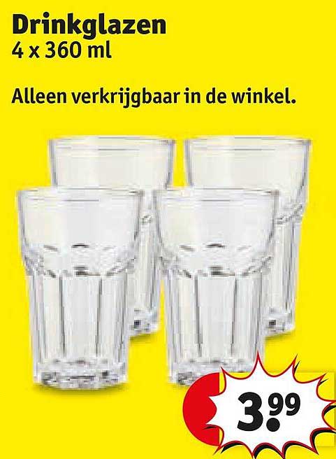 Drinkglazen 4 x 360 ml Alleen verkrijgbaar in de winkel.