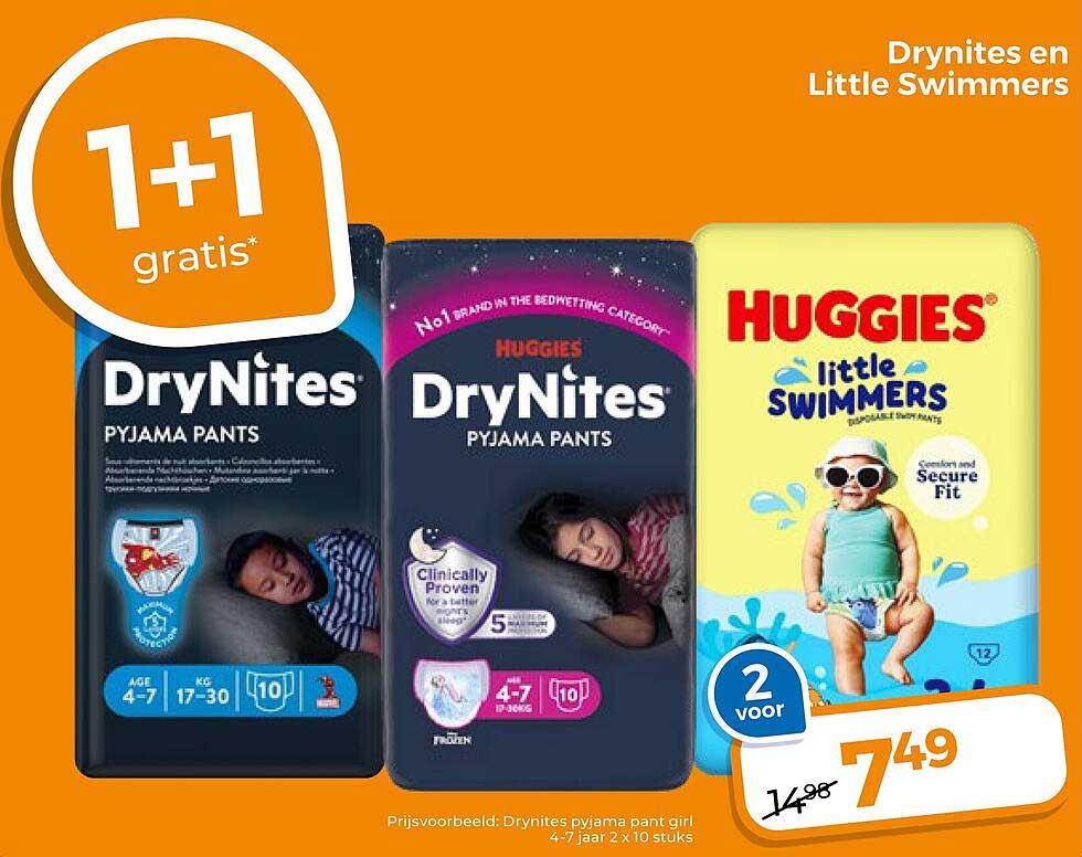 DryNites en Little Swimmers 1+1 gratis