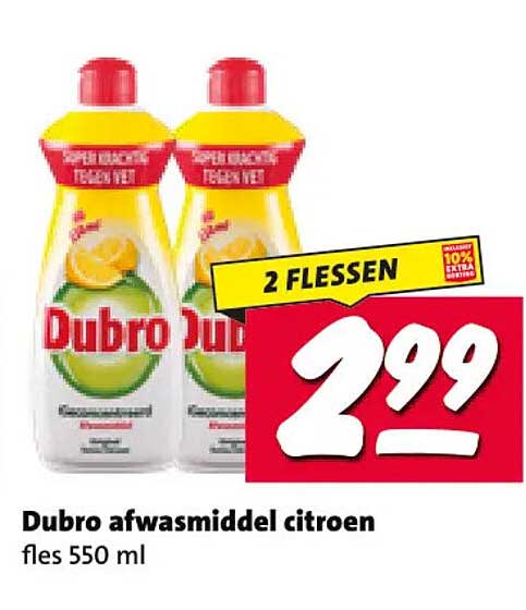 Dubro afwasmiddel citroen 2 flessen