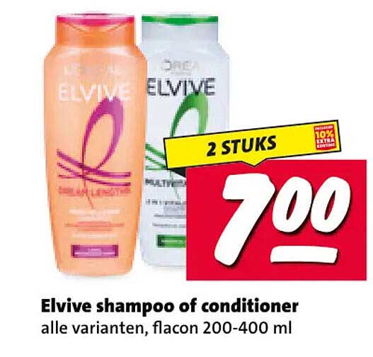 Elvive shampoo of conditioner alle varianten, flacon 200-400 ml 2 stuks