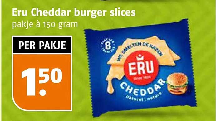 Eru Cheddar burger slices pakje à 150 gram