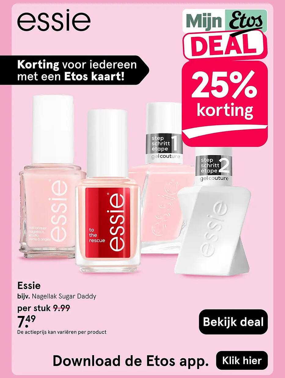 Essie bijv. Nagellak Sugar Daddy 25% korting