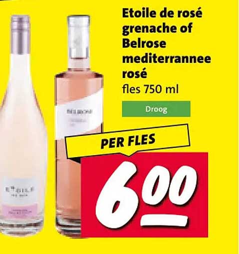 Etoile de rosé grenache of Belrose mediterranee rosé fles 750 ml PER FLES