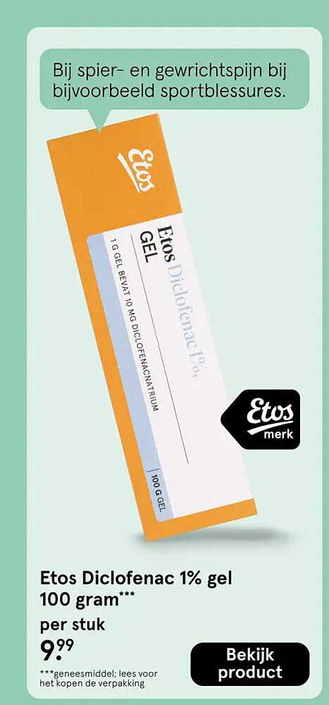 Etos Diclofenac 1% gel 100 gram