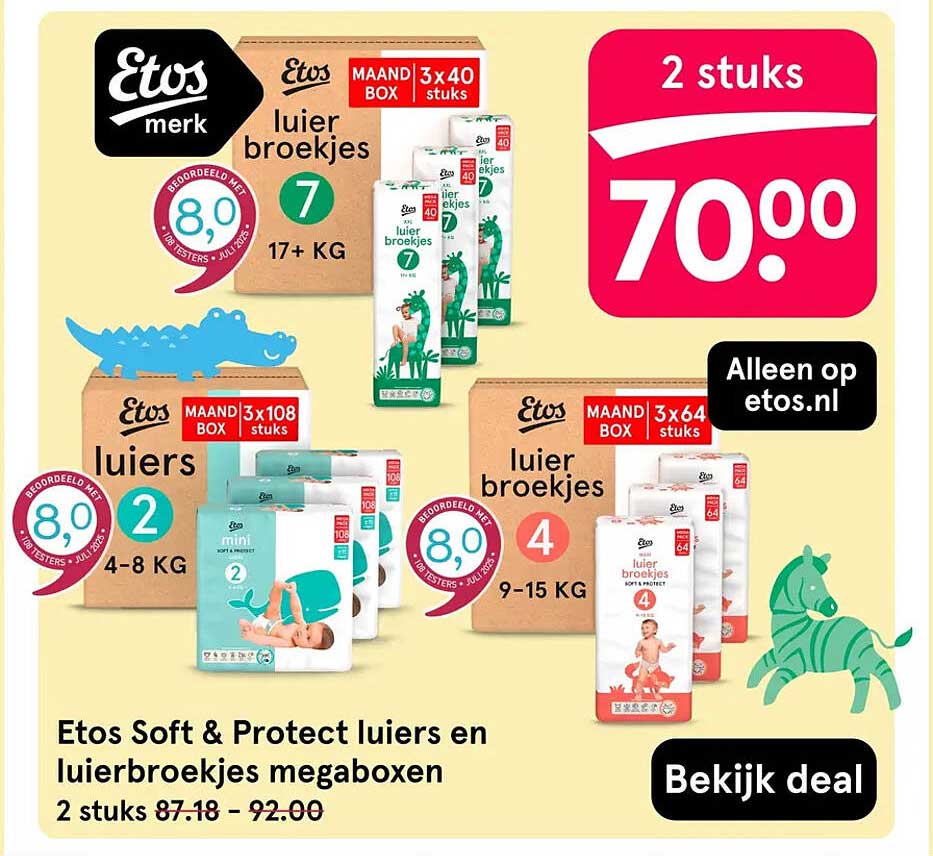 Etos Soft & Protect luiers en luierbroekjes megaboxen