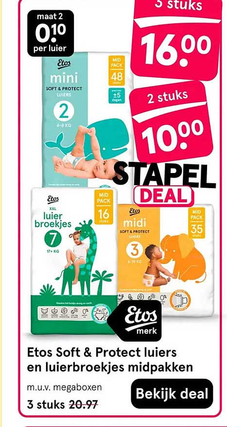 Etos Soft & Protect luiers en luierbroekjes midpakken