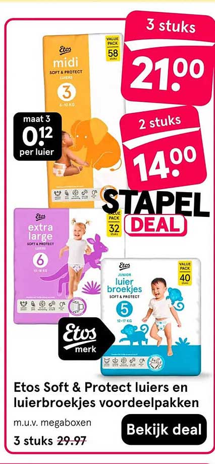 Etos Soft & Protect luiers en luierbroekjes voordeelpakken