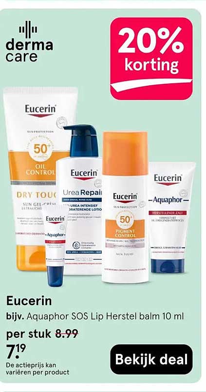 Eucerin bijv. Aquaphor SOS Lip Herstel balm 10 ml
