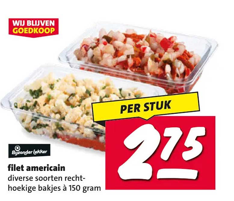 filet americain diverse soorten rechthoekige bakjes à 150 gram PER STUK