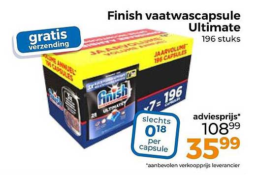 Finish vaatwascapsule Ultimate 196 stuks
