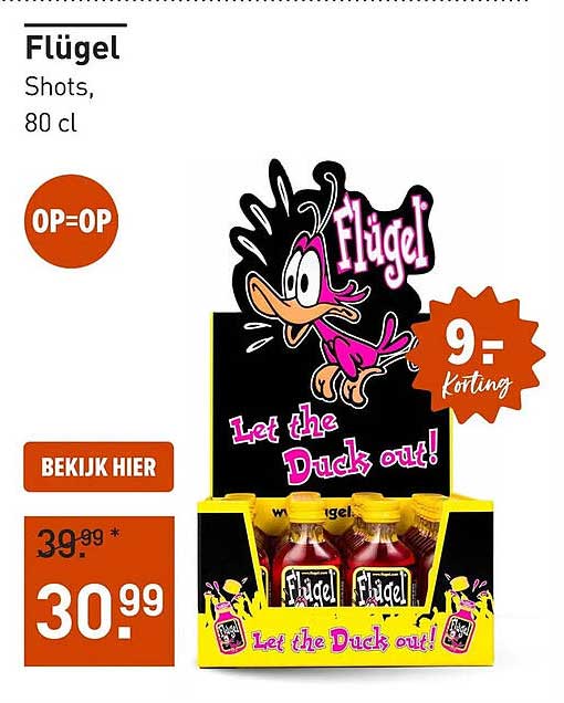 Flügel Shots, 80 cl OP=OP 9,- korting