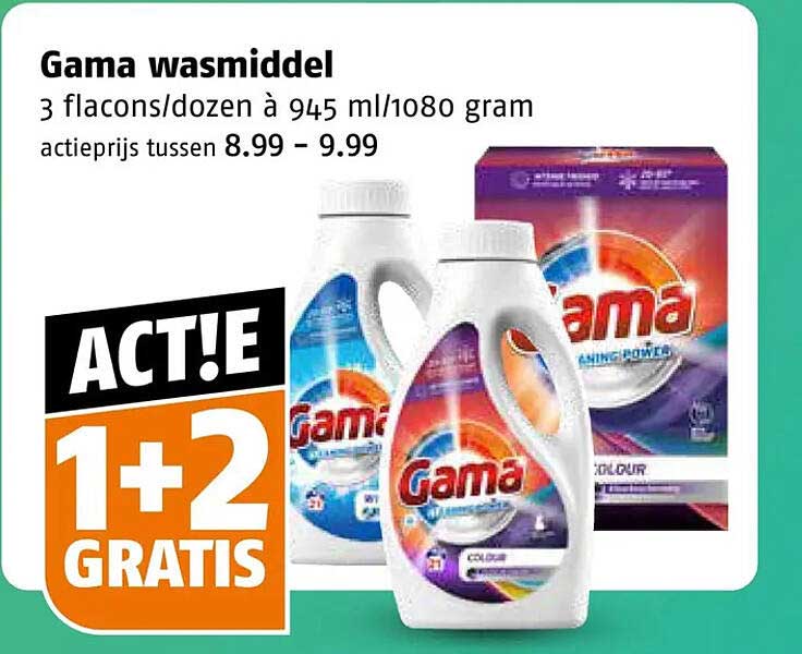 Gama wasmiddel 1+2 gratis