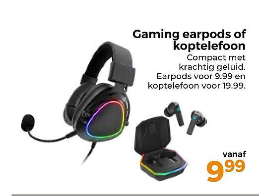 Gaming earpods of koptelefoon