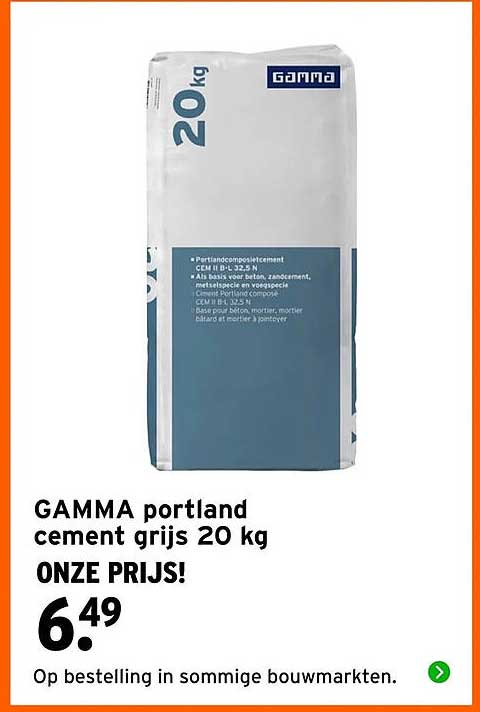 GAMMA portland cement grijs 20 kg ONZE PRIJS!
