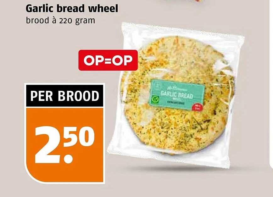 Garlic bread wheel brood à 220 gram OP=OP