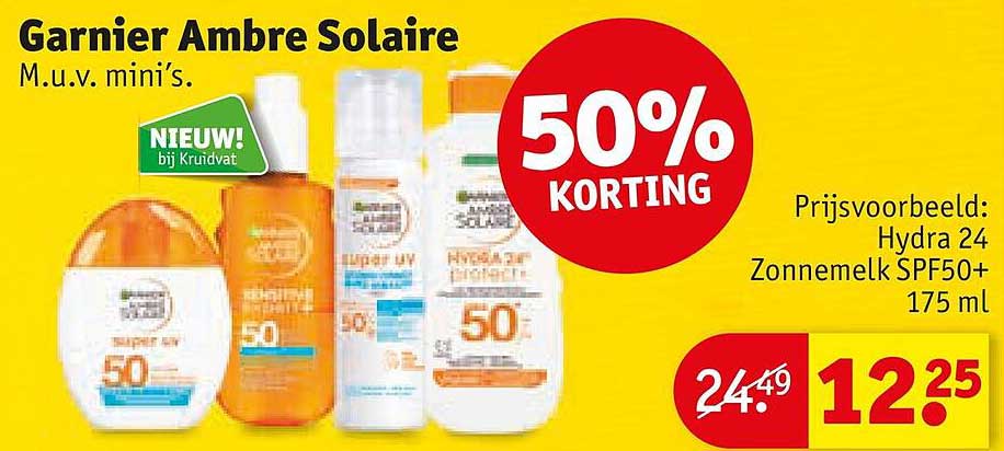 Garnier Ambre Solaire M.u.v. mini's. 50% KORTING