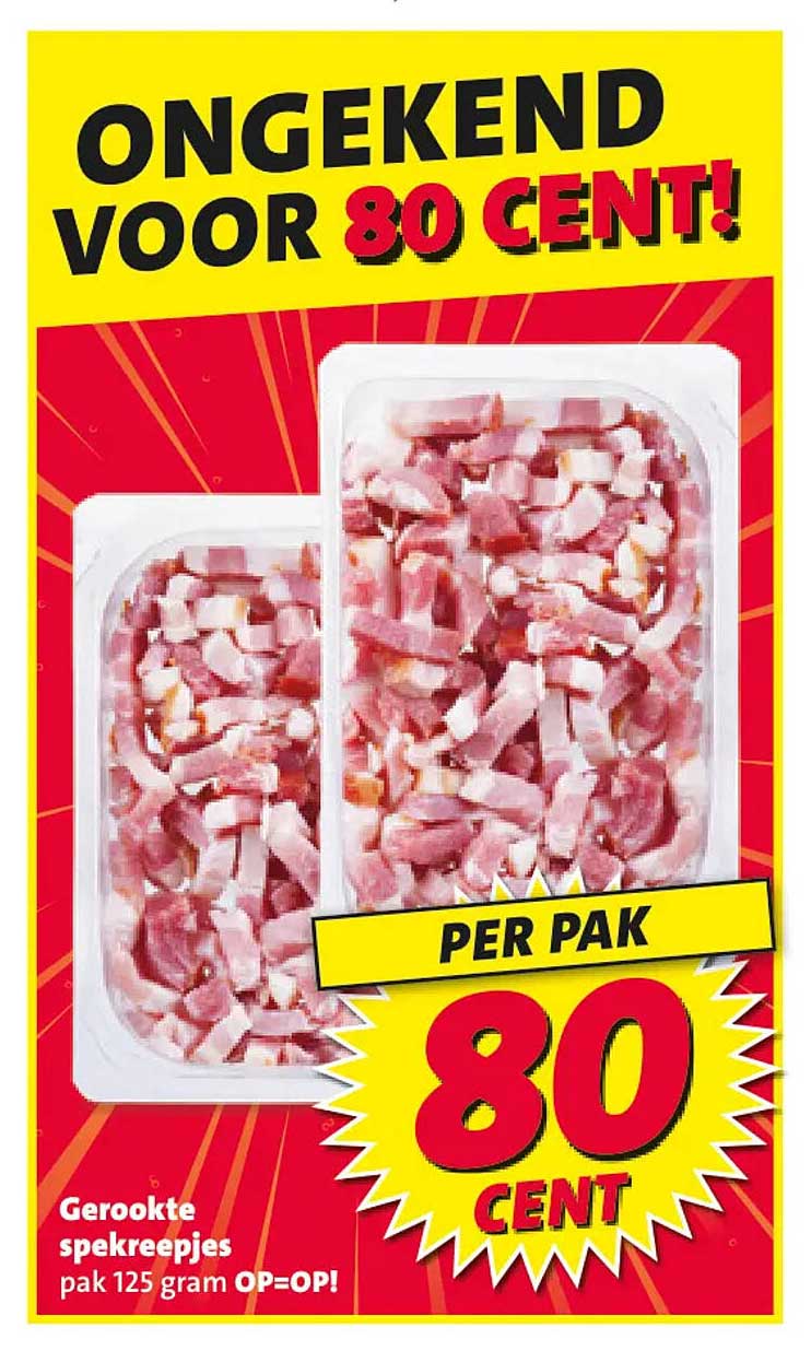 Gerookte spekreepjes pak 125 gram OP=OP!