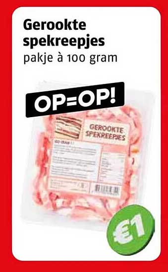 Gerookte spekreepjes pakje à 100 gram OP=OP!