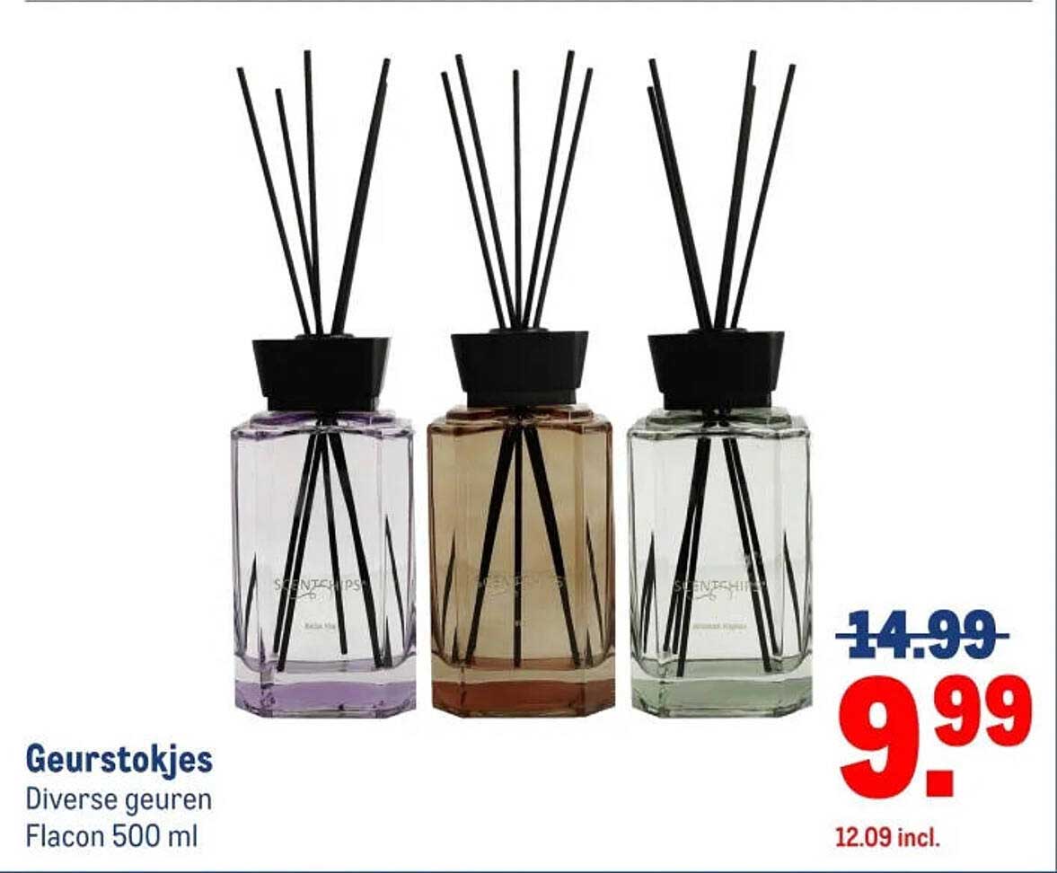 Geurstokjes Diverse geuren Flacon 500 ml