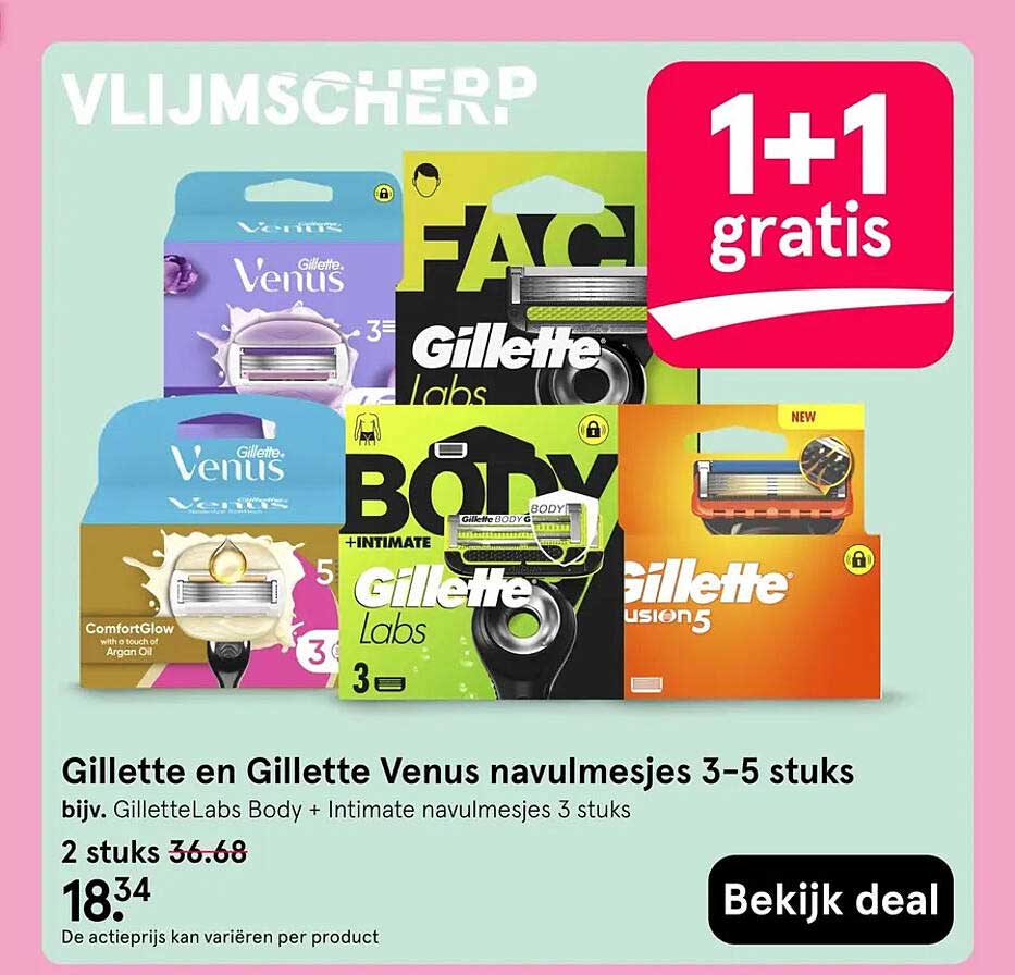 Gillette en Gillette Venus navulmesjes 3-5 stuks 1+1 gratis
