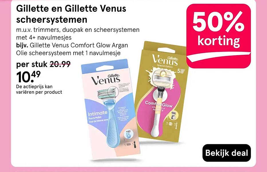 Gillette en Gillette Venus scheersystemen 50% korting