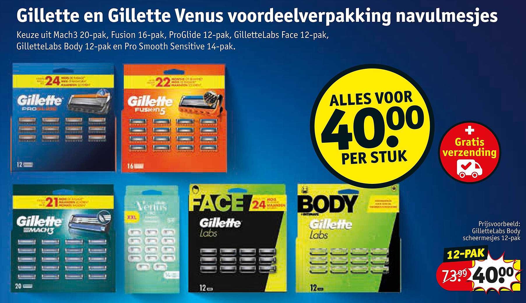 Gillette en Gillette Venus voordeelverpakking navulmesjes