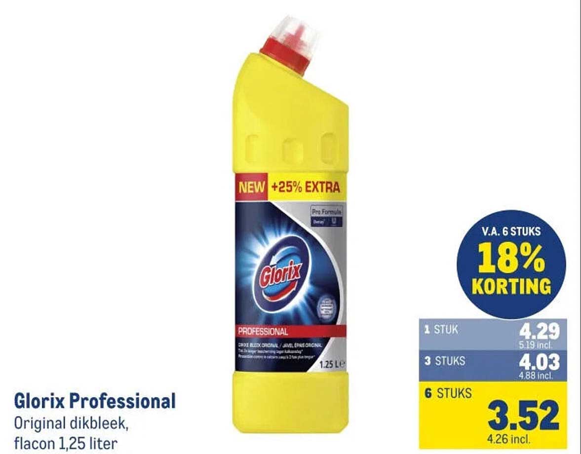 Glorix Professional Original dikbleek, flacon 1,25 liter