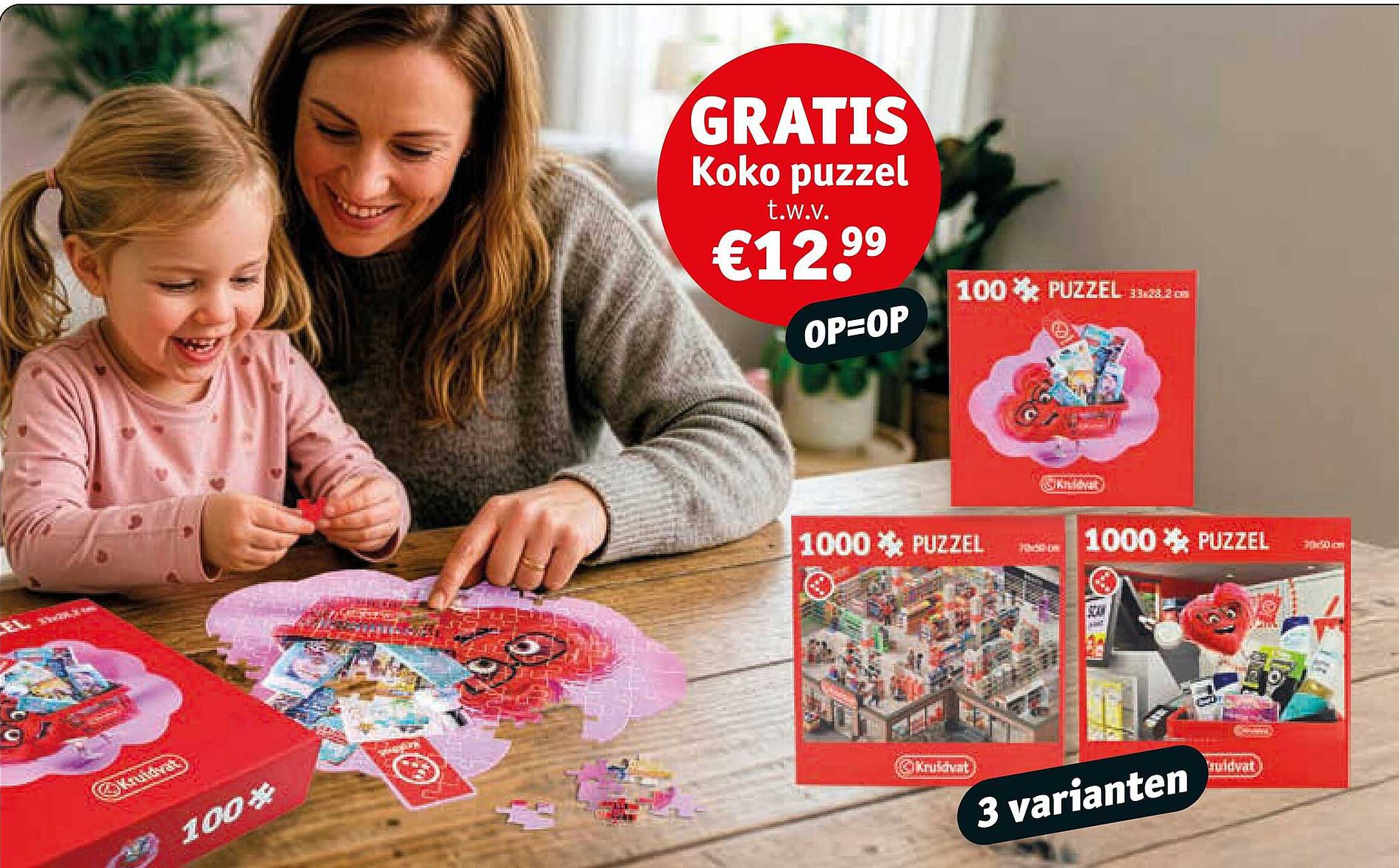 GRATIS Koko puzzel t.w.v. €12.99 OP=OP