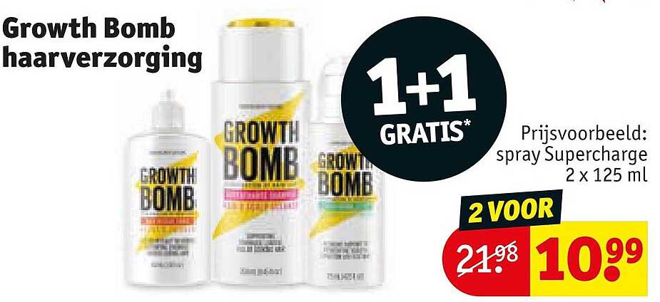 Growth Bomb haarverzorging 1+1 gratis