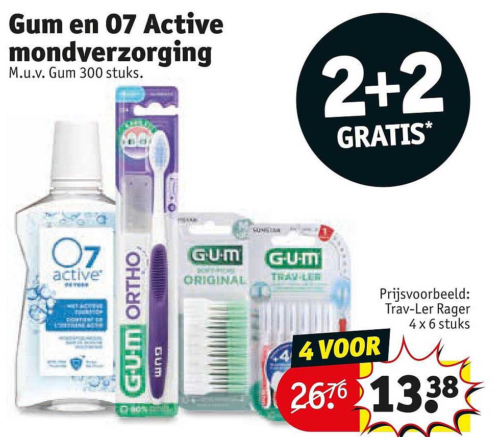 Gum en 07 Active mondverzorging 2+2 gratis*