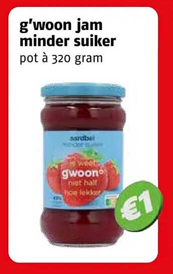 g'woon jam minder suiker pot à 320 gram