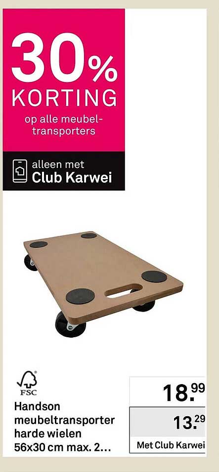 Handson meubeltransporter harde wielen 56x30 cm max. 2...