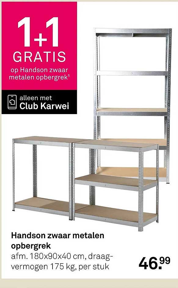 Handson zwaar metalen opbergrek 1+1 gratis