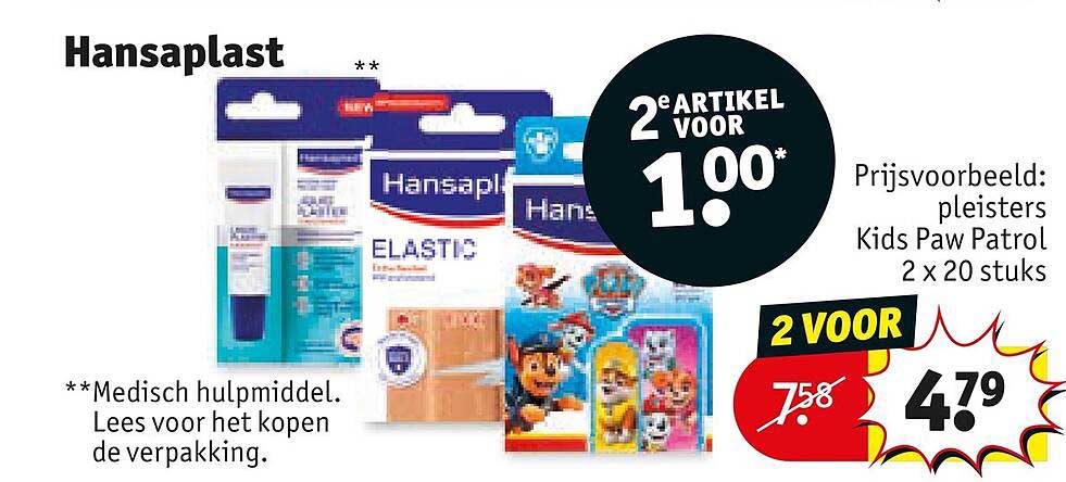 Hansaplast 2e artikel voor 1.00*