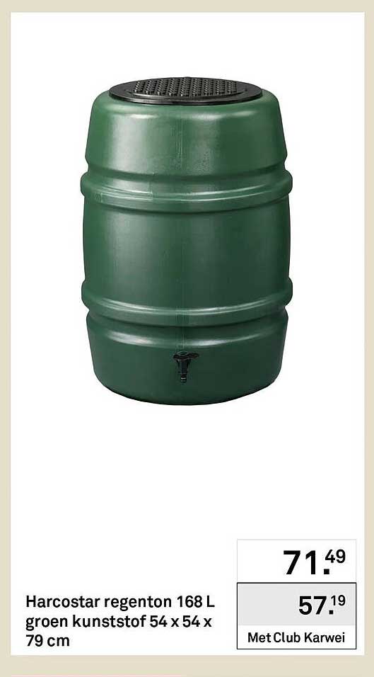 Harcostar regenton 168 L groen kunststof 54 x 54 x 79 cm