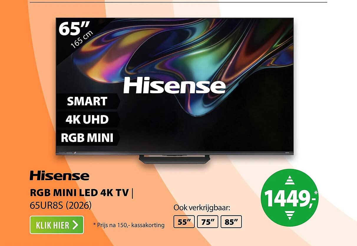 Hisense RGB MINI LED 4K TV 65UR8S (2026)