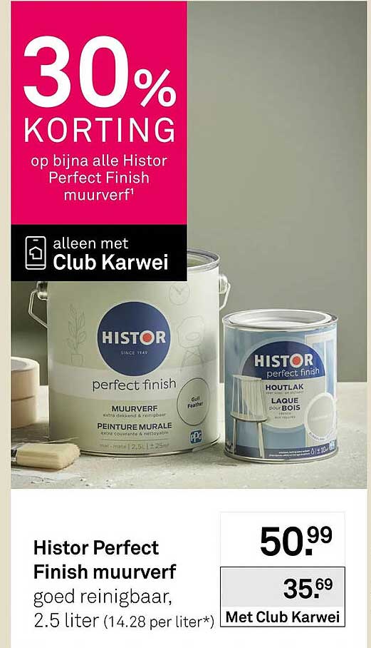 Histor Perfect Finish muurverf 30% KORTING